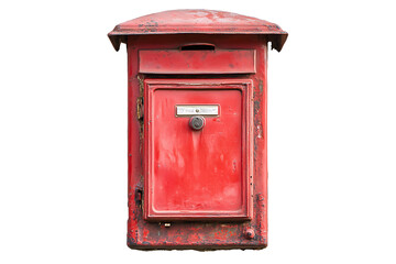 closed red mailbox isolated on white