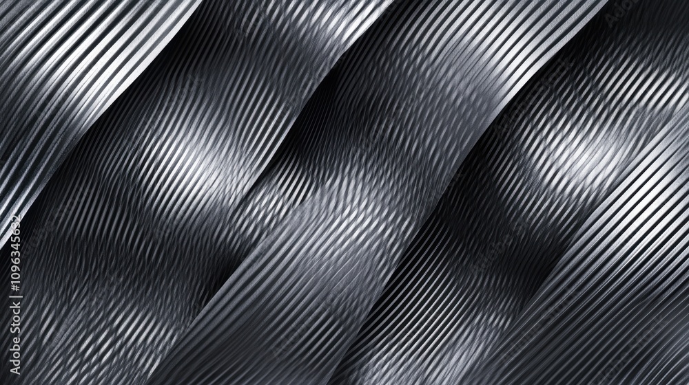Poster abstract silver waves with a smooth, reflective texture create a dynamic and contemporary aesthetic.
