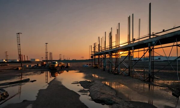 Sunlit Sky Above a Silent Construction Site