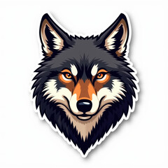 Bold wolf head sticker design showcasing a fierce and majestic animal with striking features