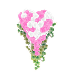 ハート型のキャスケードブーケ