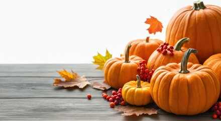 Autumn Harvest Pumpkins and Fall Leaves