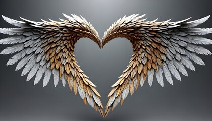 Ultra-Realistic Heart Shape Formed by Angel Wings in Expansive View