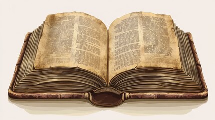 Obraz premium An open antique book with yellowed pages and intricate detailing, evoking a sense of history and nostalgia.