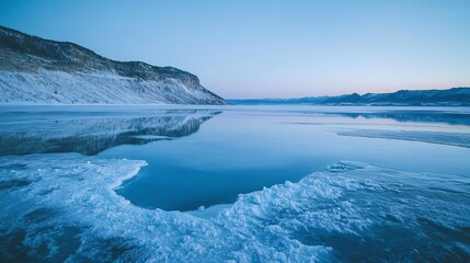 Earth's North Pole, aerial view, snowy mountains and lakes, wilderness atmosphere.