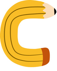 Cute Pencil Alphabet Letter C
