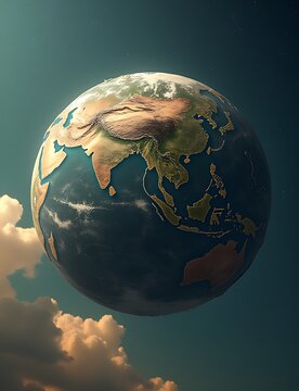 Une plan&egrave;te sur un ciel de jute est repr&eacute;sent&eacute; par une image g&eacute;ographique &agrave; la fois simple et pr&eacute;cise.