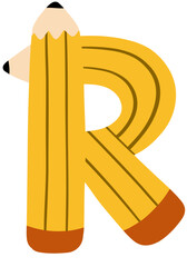 Cute Pencil Alphabet Letter R