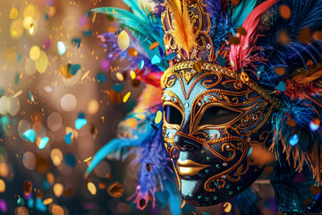 Beautiful greeting card with bright holiday composition for happy celebrate mardi gras