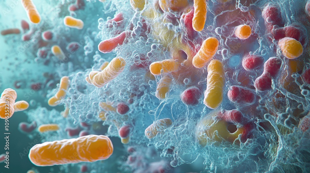 Poster a high-resolution microscopic image of salmonella bacteria, revealing their structure and their role