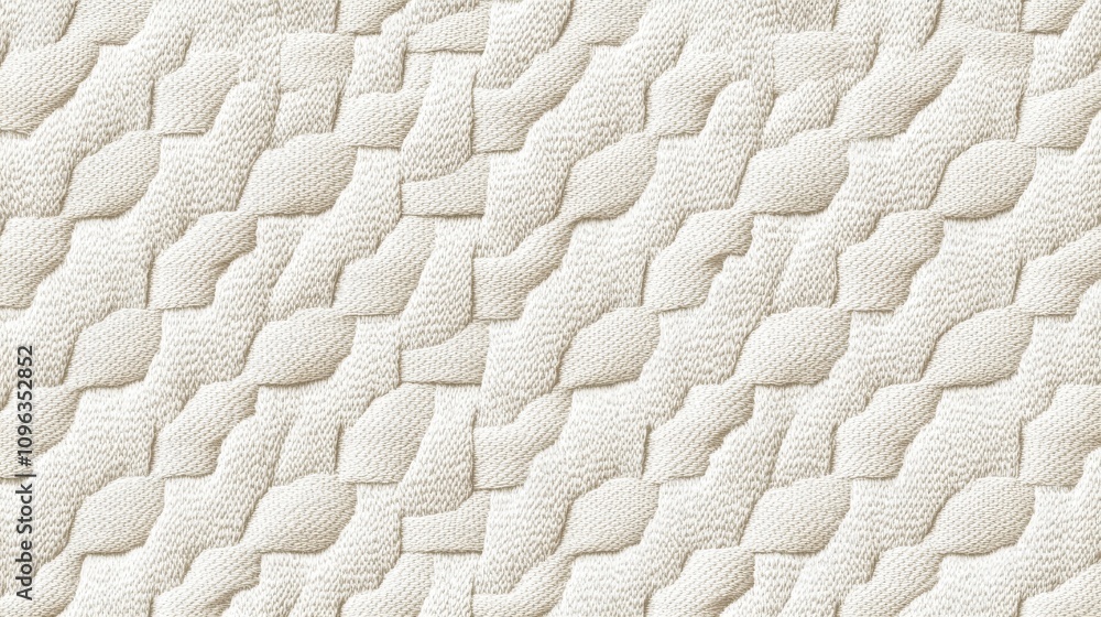 Poster textured white fabric with a woven design, creating a soft and inviting look.