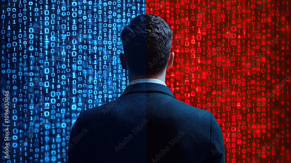 Poster digital transformation debate business and technology intersection virtual environment futuristic vi