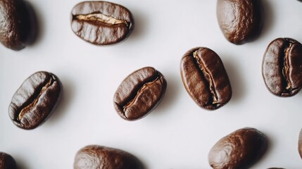 Fototapeta premium Fresh Coffee Beans on White Background