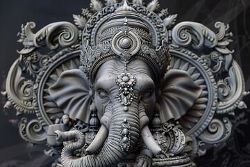Fototapeta premium Greeting card with bright holiday composition for Ganesh Chaturthi