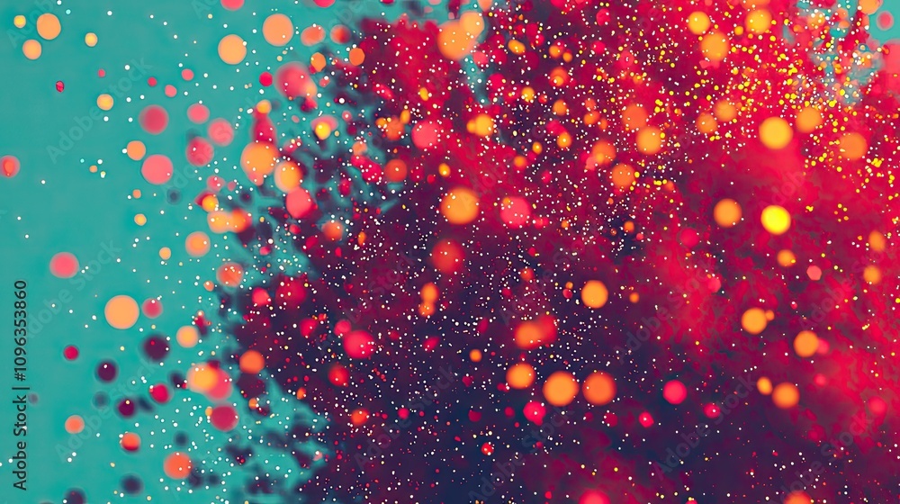 Poster colorful particle explosion abstract art digital artwork creative environment close-up view visual c