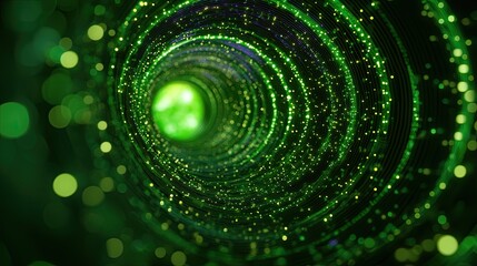 Dynamic green spiral light display abstract digital environment motion graphics inspiration futuristic tech visualization