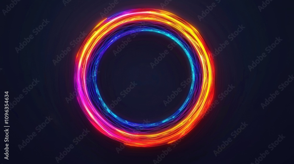 Poster dynamic circular light patterns abstract digital art vibrant colors studio environment creative pers