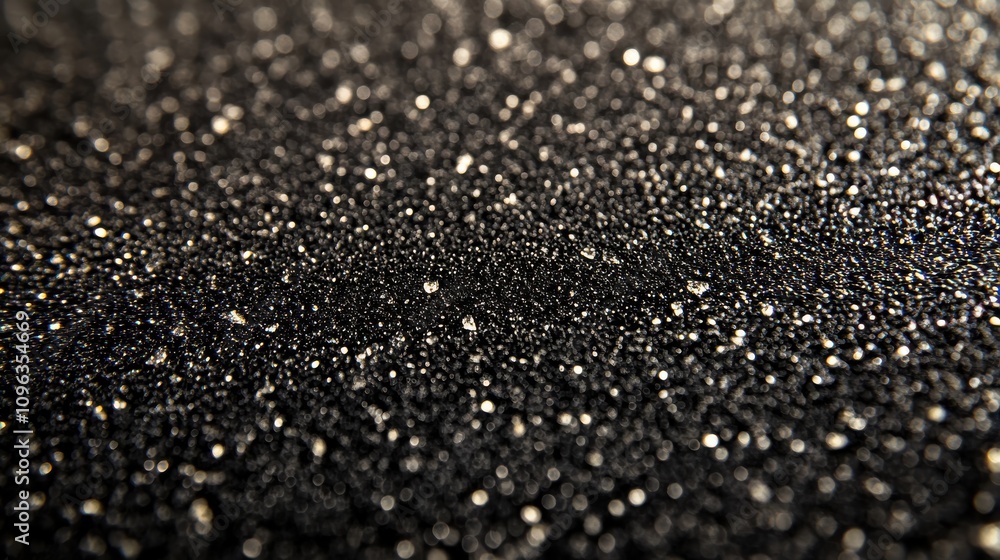 Poster close-up of shimmering water droplets on a textured surface, creating an artistic abstract backgroun