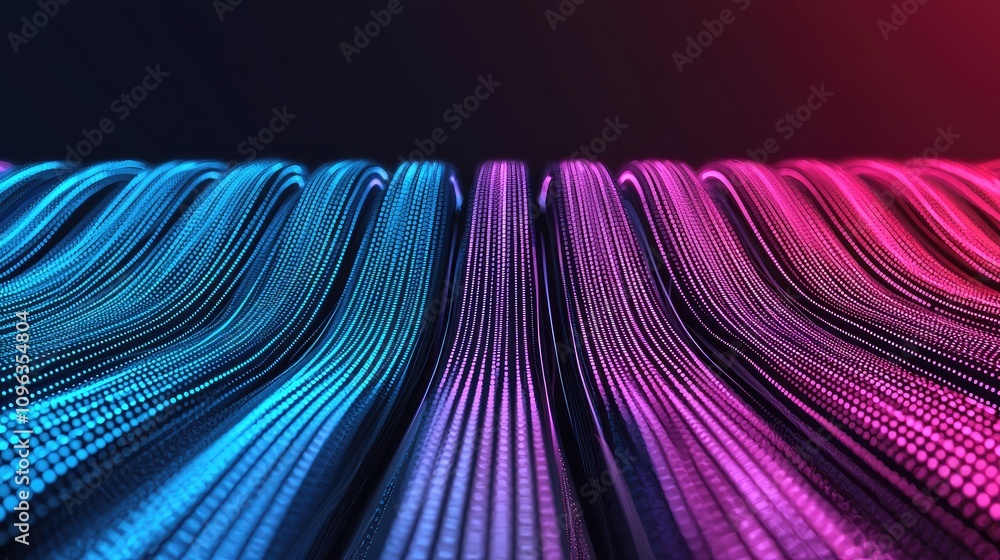 Poster dynamic digital waves showcase abstract environment visual art technology close-up aesthetic innovat
