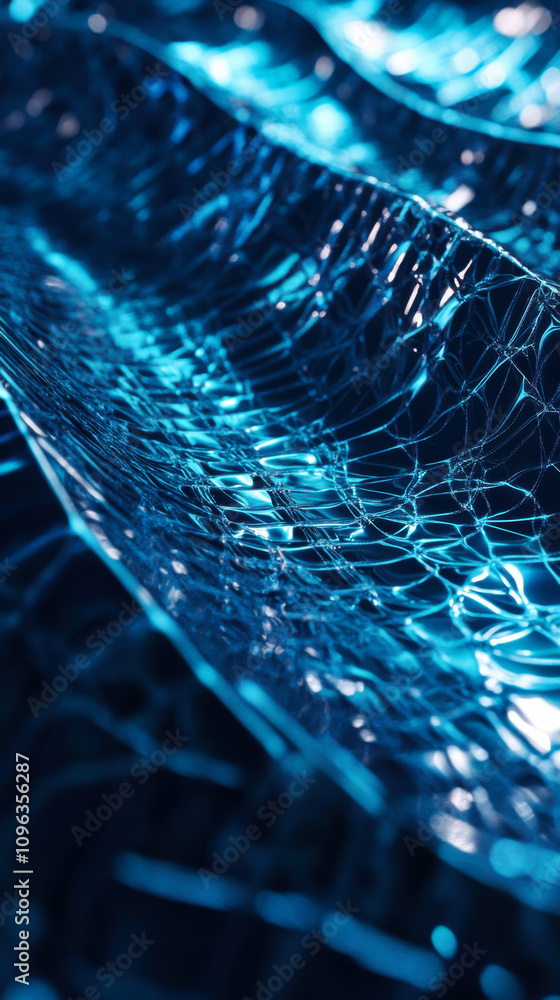 Poster elegant blue fabric waves create a visual rhythm in a textured display under soft lighting, showcasi