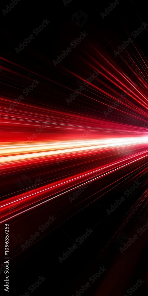 Poster a vibrant and dynamic red light line symbolizing the concepts of speed and motion, set against a dee