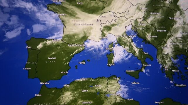 Map Cloud Movement On The Map Of Europe