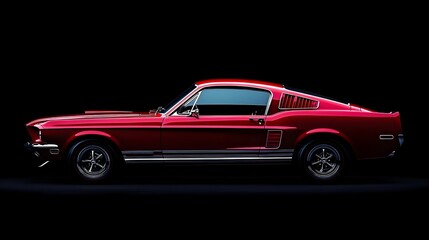 Sleek red classic muscle car with chrome detailing, 1967 vintage model