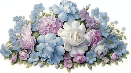 An isolated colorful bouquet of flowers on a white background to add elegance and beauty to your projects.