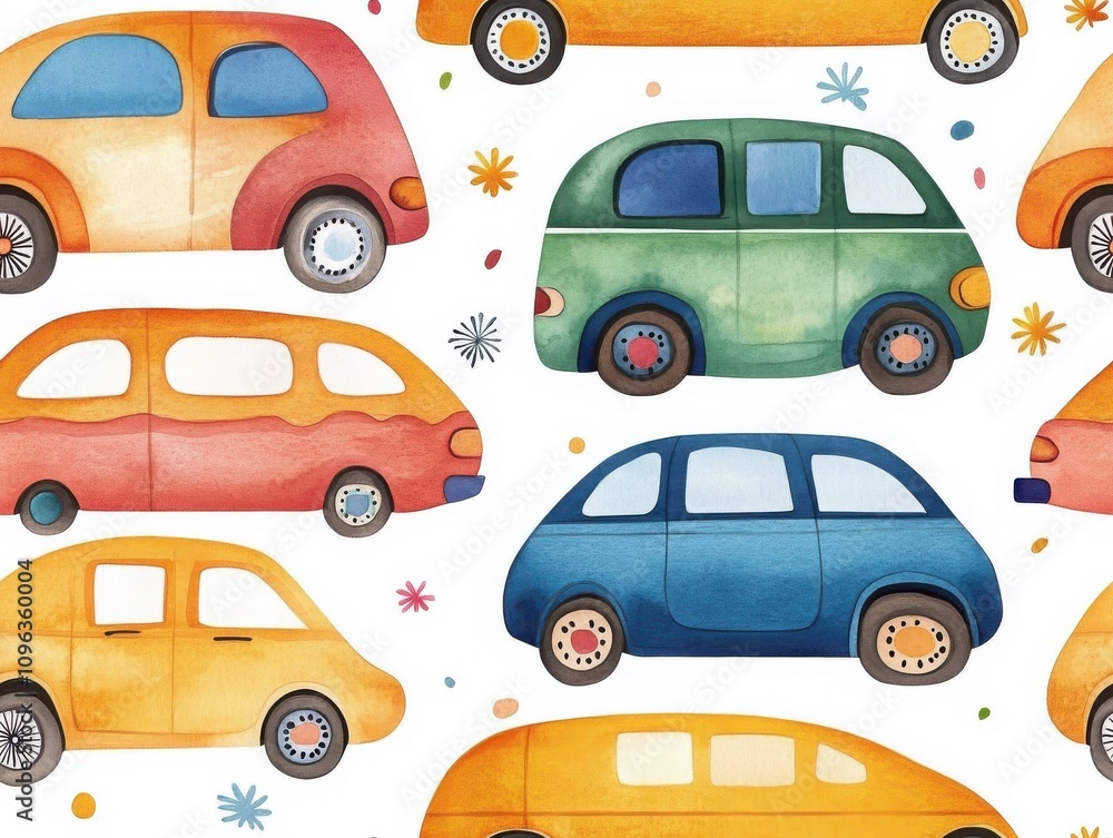 Poster boho seamless pattern and toy concepts. colorful, whimsical pattern featuring various cartoon-style 