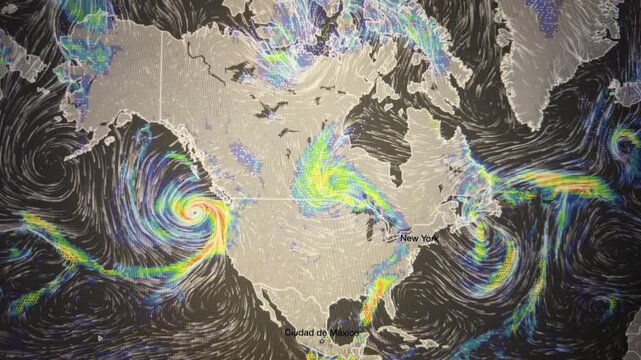 Colors Cloud Movement Map USA, Loop Video