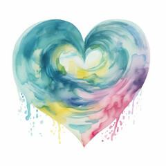 A flowing watercolor heart shape of pastel waves, representing love and compassion