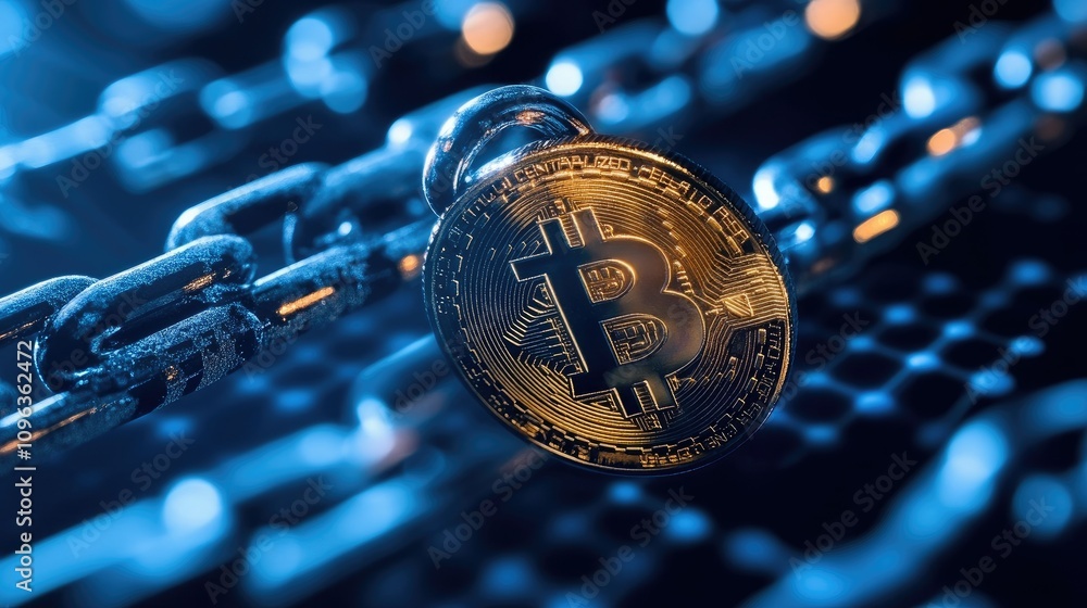 Aufkleber Secure blockchain transactions for banking contracts being executed digitally, highlighting efficiency and safety in a modern financial system.