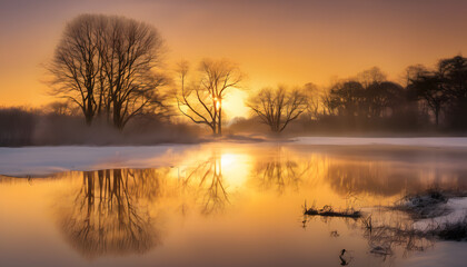 Fototapeta premium Serene New Year’s Morning Sunrise