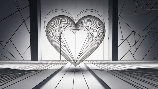 Light changing direction on a wireframe heart