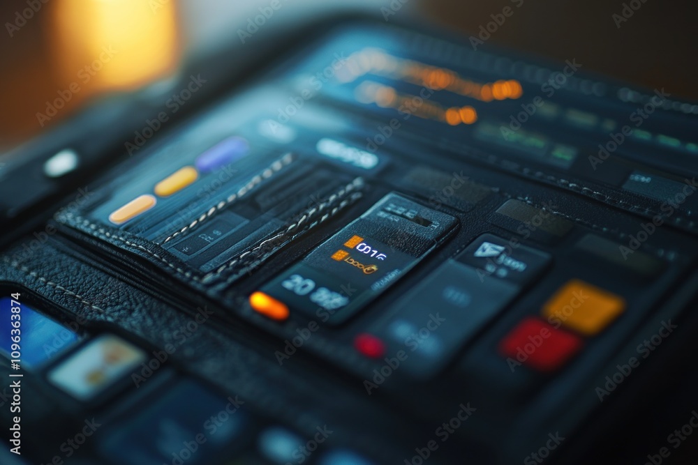 Poster here's a possible and keyword list for the image.. futuristic tablet interface with data display and