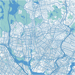Map of Malden in Massachusetts in a professional blue style. Contains layered vector with roads water, parks, etc.