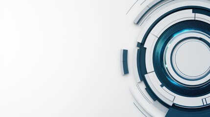 Fototapeta premium A futuristic abstract design featuring circular shapes in blue and white tones, suggesting technology and innovation.