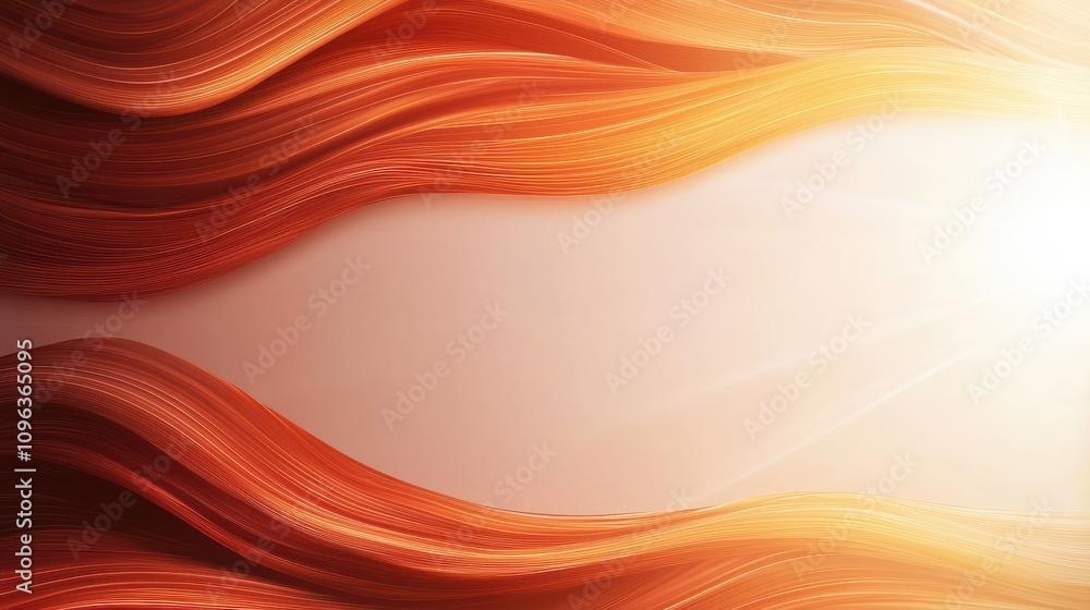 Poster abstract wavy patterns in warm hues of red and orange blend seamlessly, creating a dynamic and vibra