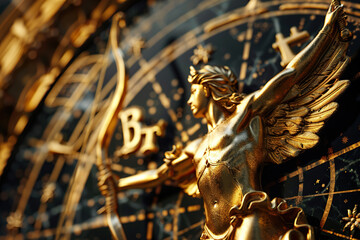 Astrological composition with zodiac circle in signs and symbols