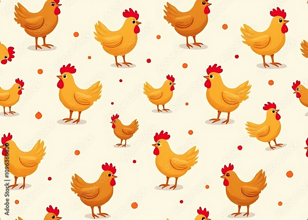 Aufkleber Fried chicken vector graphic in cute doodle style available as seamless pattern for use as colorful background.
