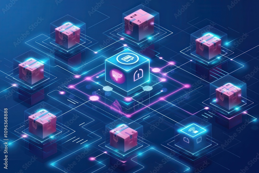 Poster exploring the future of technology data security systems in a digital landscape graphic representati