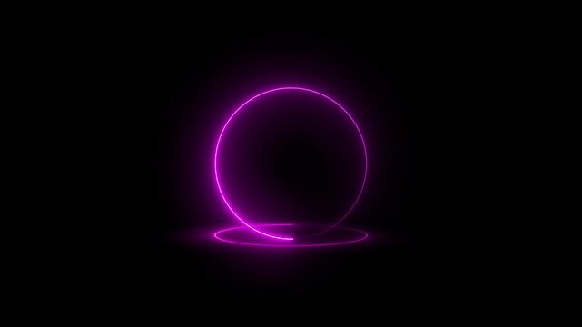 Neon round  circle animation.  recycling animation on black background.