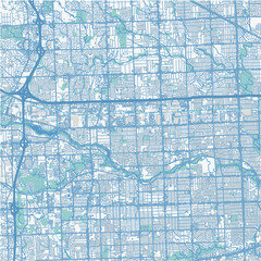 Map of Livonia in Michigan in a professional blue style. Contains layered vector with roads water, parks, etc.