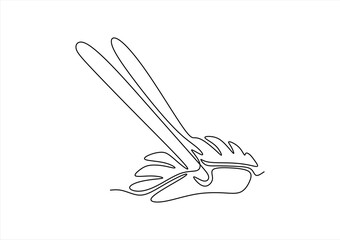Continuous one line drawing of sushi. Japanese food restaurant menu. Simple vector illustration