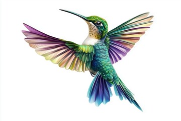 Obraz premium Colorful feathers and smooth gradients in hummingbird tattoo
