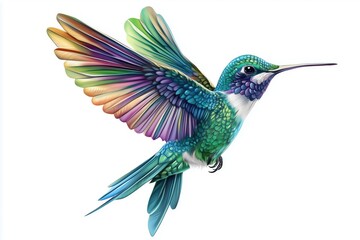 Obraz premium Vibrant hummingbird design in blue and green tones