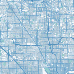 Map of Royal Oak in Michigan in a professional blue style. Contains layered vector with roads water, parks, etc.