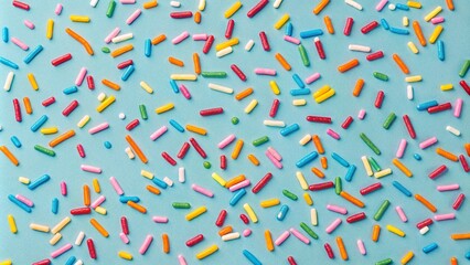 Trendy pattern of colorful sprinkles for background of design banner, poster, flyer, card, postcard, cover, brochure over pink. flat lay of colorful sprinkles over white background, festive decoration