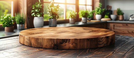 Rustic Wooden Cutting Board on a Table in a Kitchen