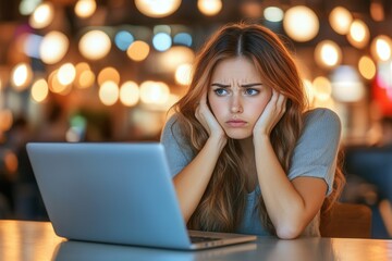 Young Woman with Distant Look Staring at Her Lap